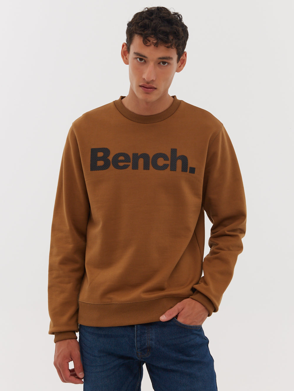 Tipster Perforated Logo Crew Neck Sweatshirt - Brown