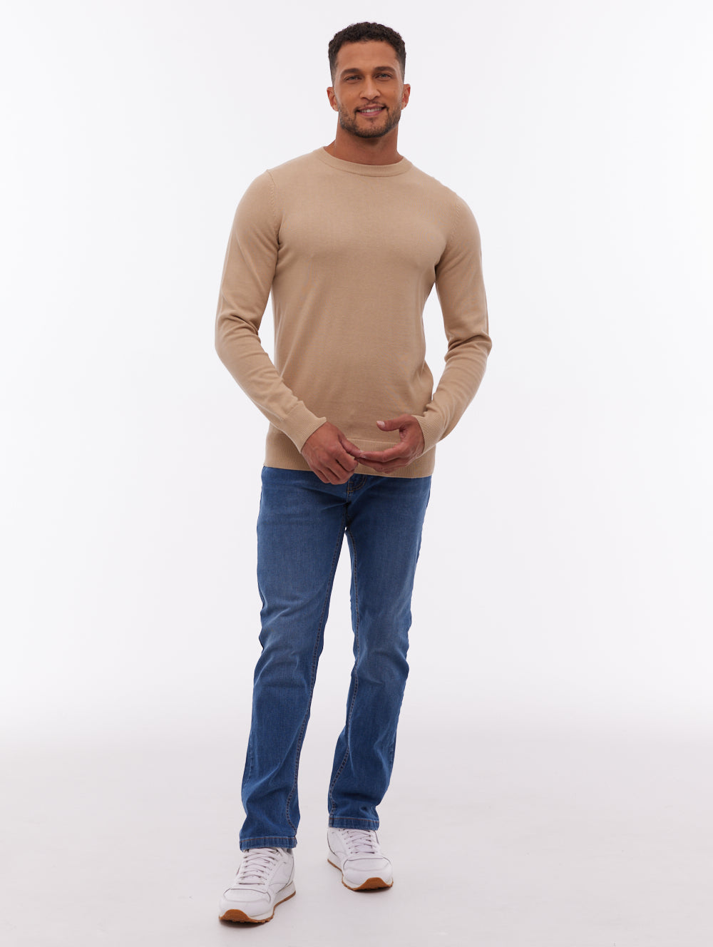 Vietro Beige ST036 Knit Crews Fine Gauge Shot 1