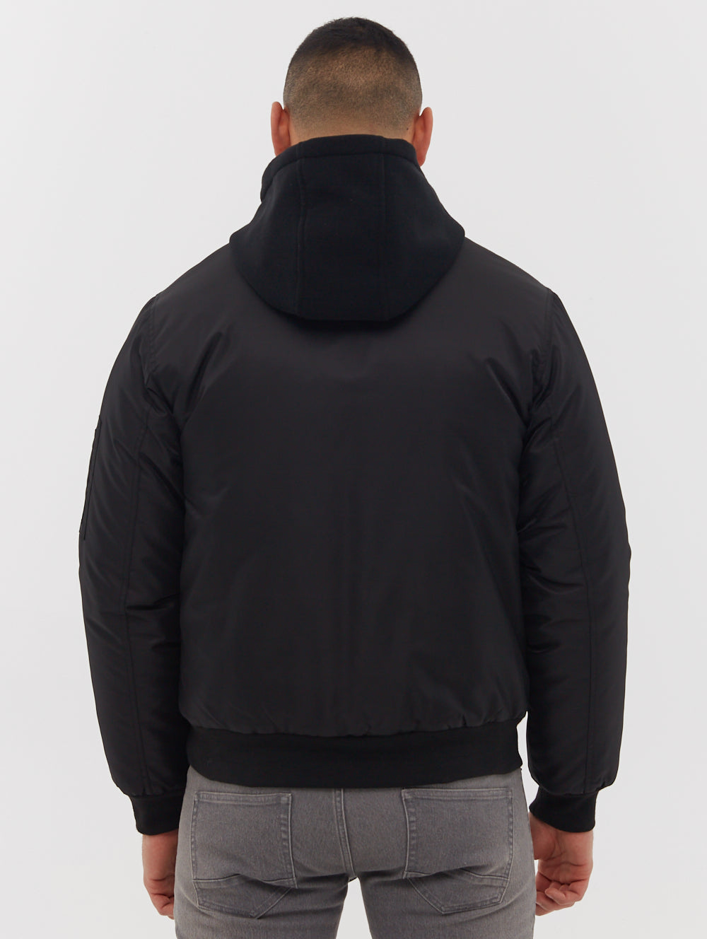Bomper Fleece Hood Bomber Jacket - Black