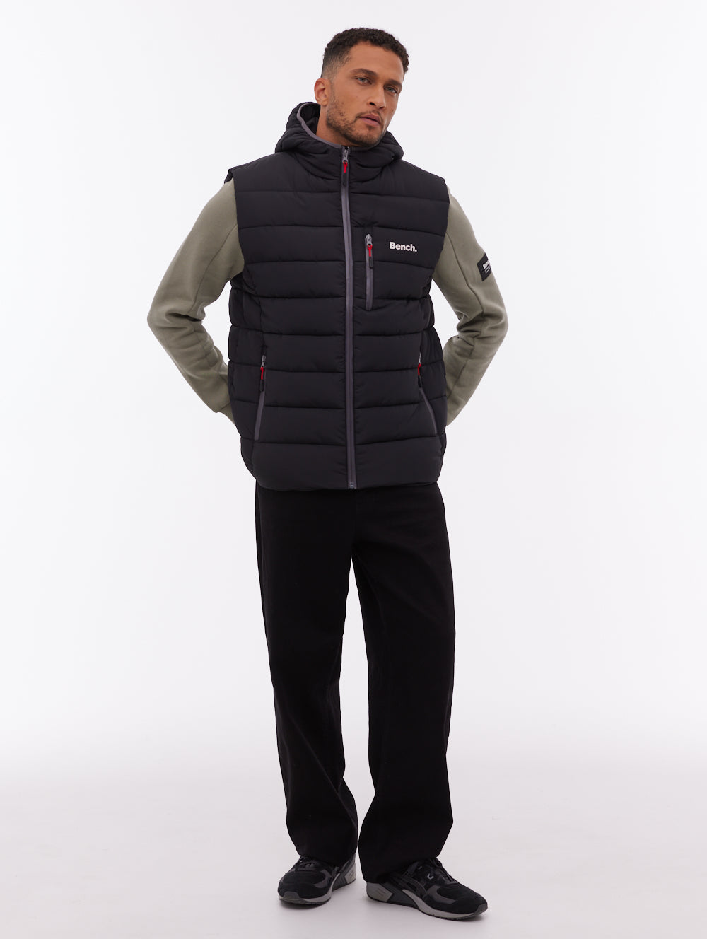 Galban Hooded Puffer Vest - Black