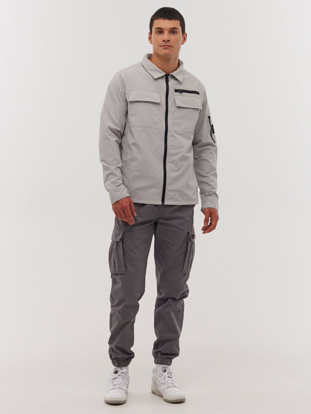 Branson Sleeve Pocket Shacket - Grey