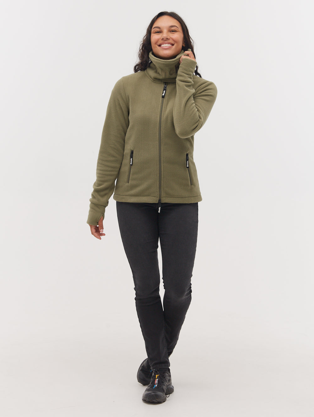 Funnel Microfleece Wrap Neck Zip-Up - Green