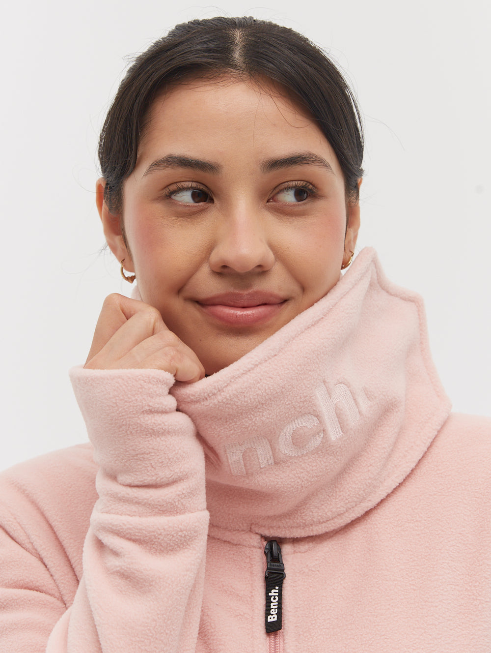 Funnel Microfleece Wrap Neck Zip-Up - Pink