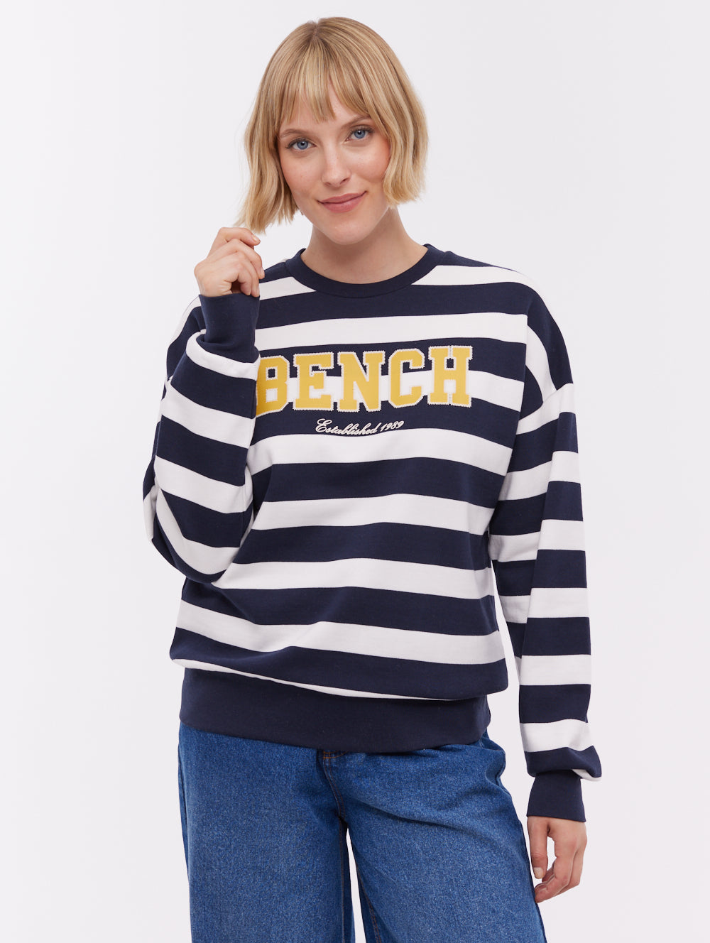 Jaye Collegiate Striped Crew Neck - Blue