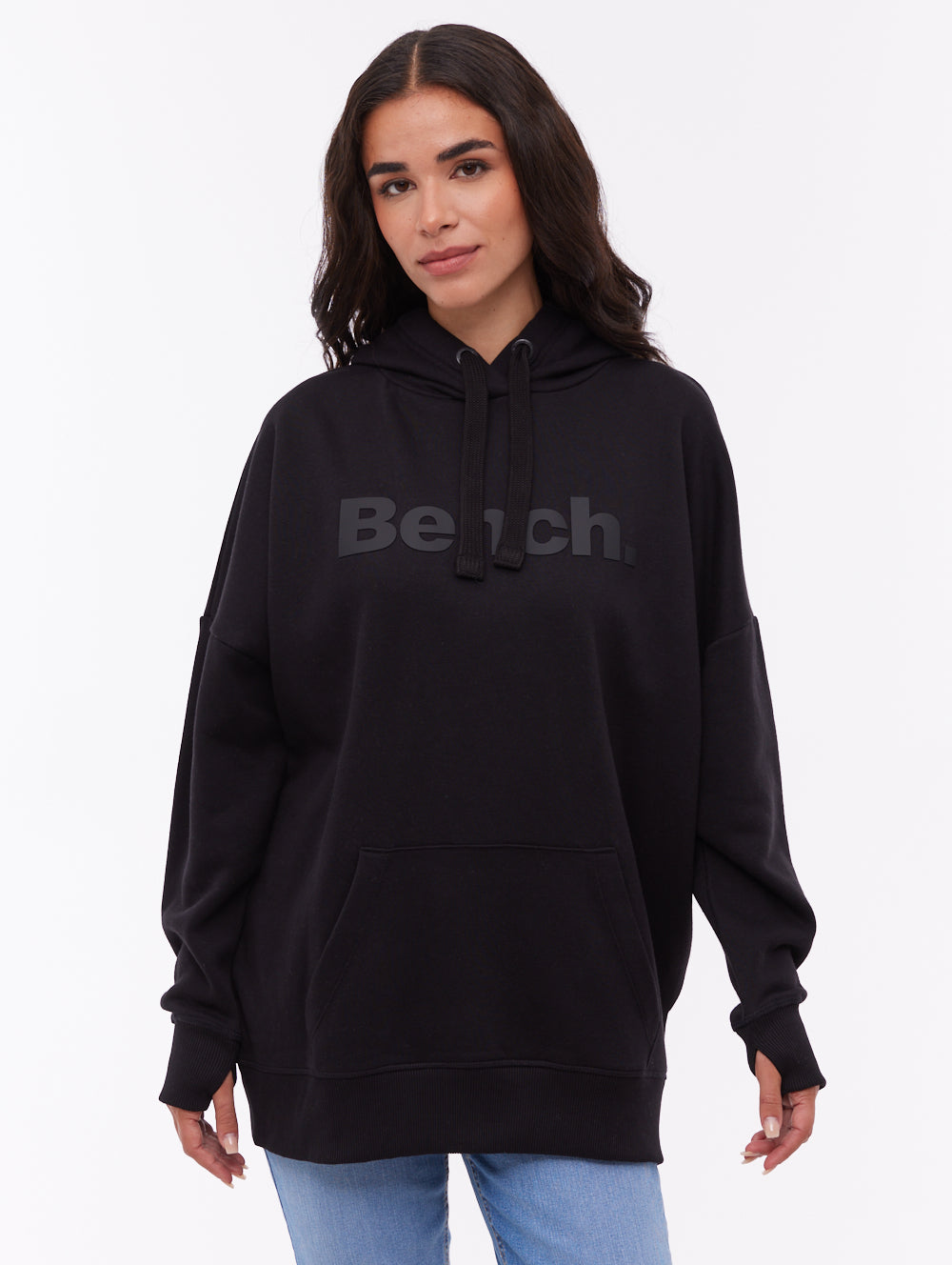 Linra Oversize Tonal Logo Hoodie - Black