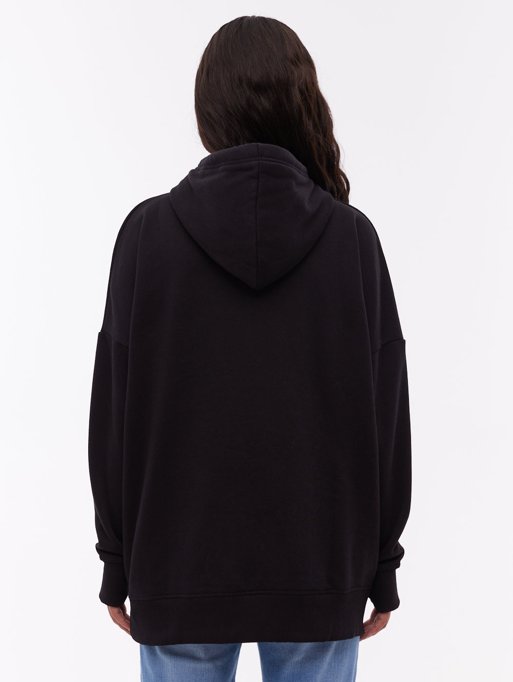 Linra Oversize Tonal Logo Hoodie - Black