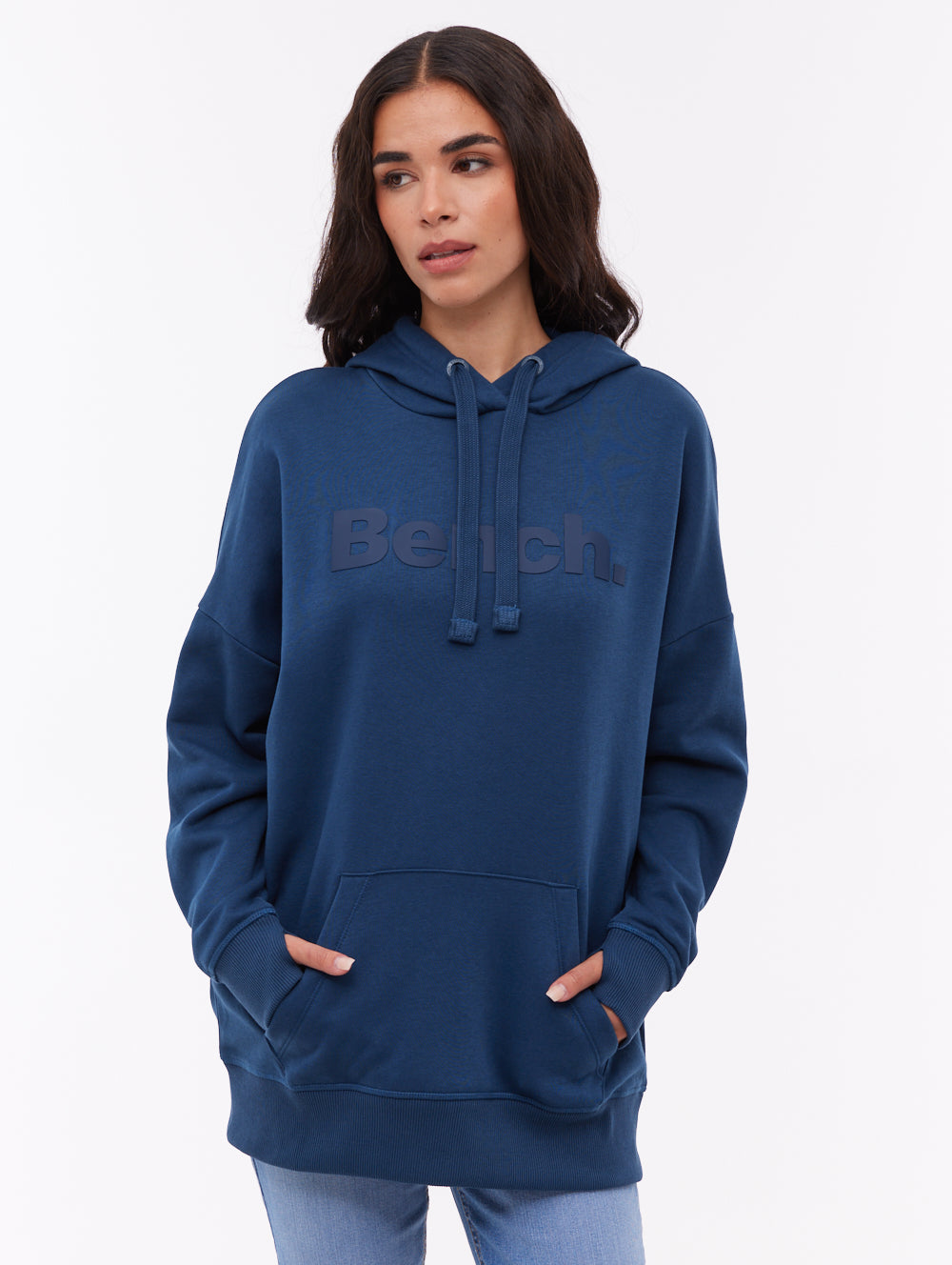 Linra Oversize Tonal Logo Hoodie - Blue