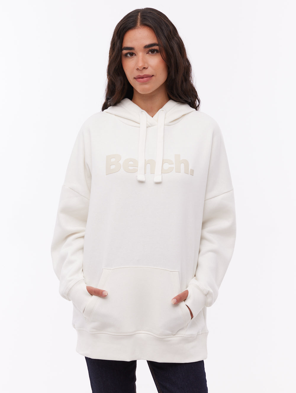 Linra Oversize Tonal Logo Hoodie - White
