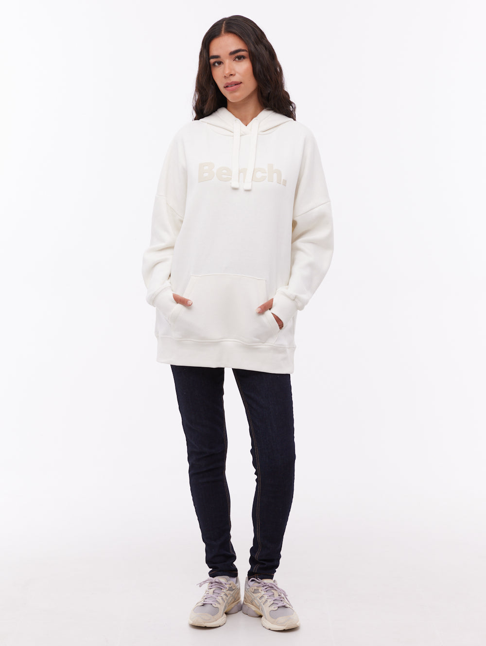 Linra Oversize Tonal Logo Hoodie - White