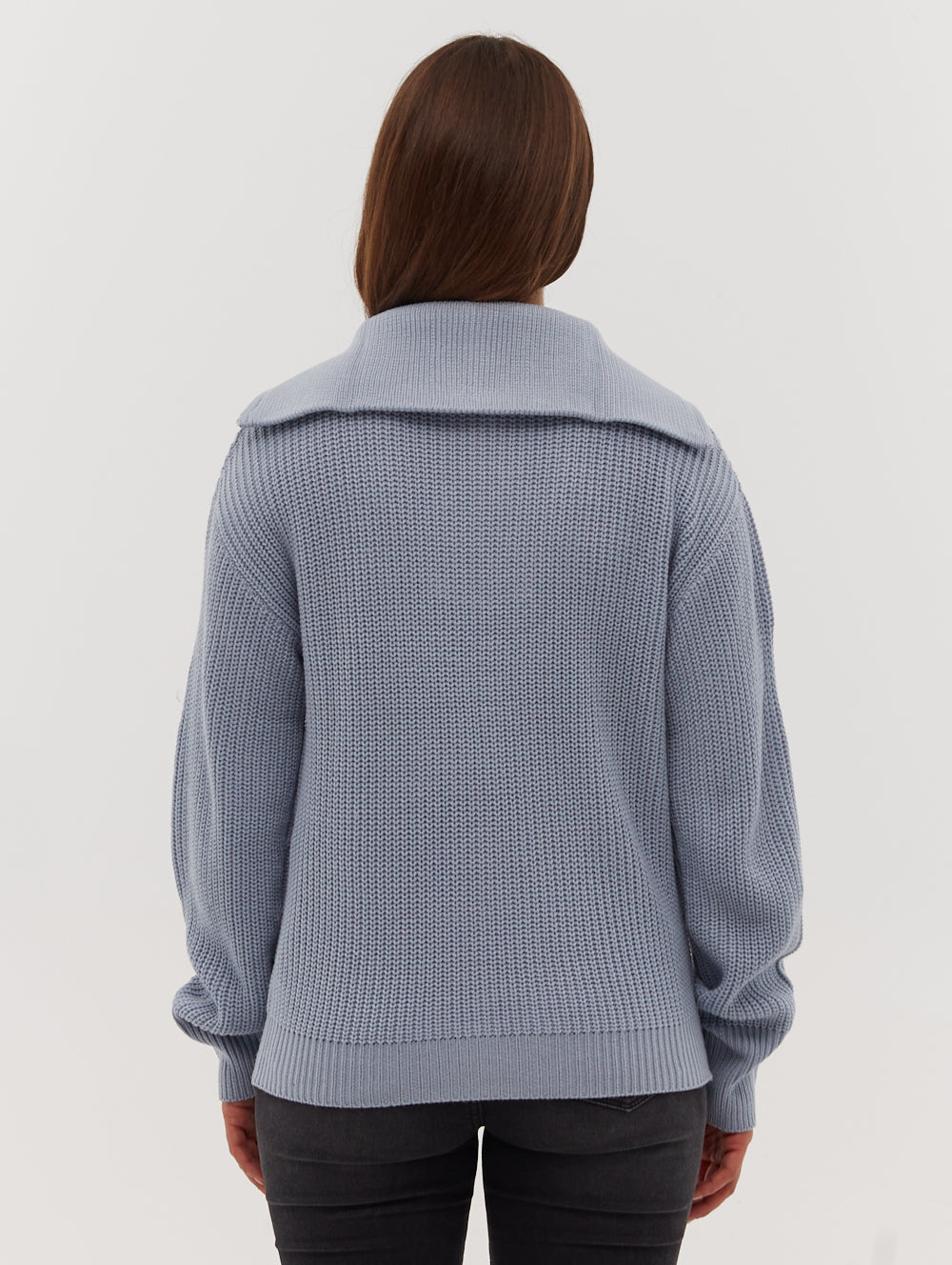 Thurynn Oversize Zippered Funnel Sweater - Blue