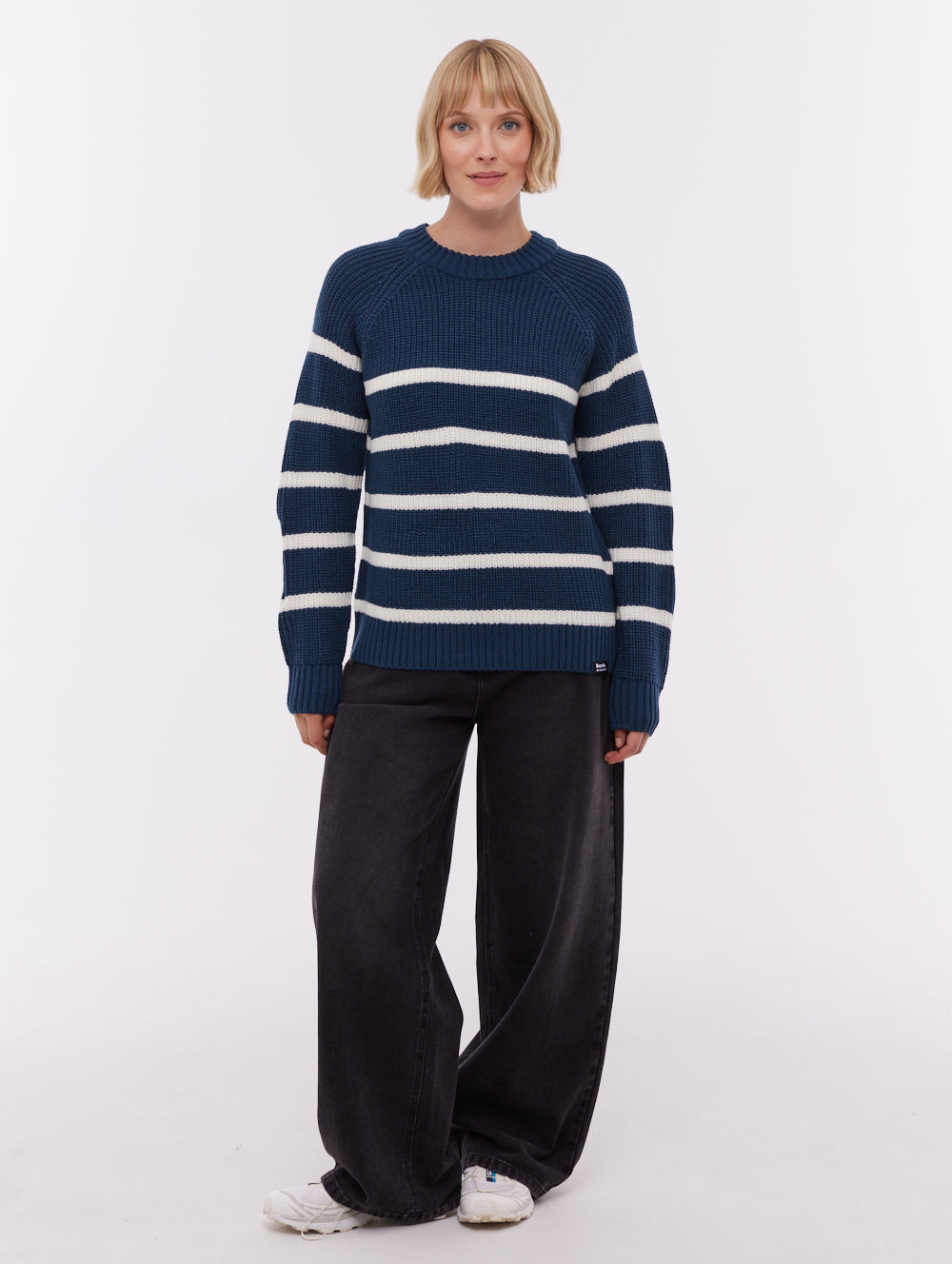 Lourine Blue NY018 Knit Crews Striped Shot 1