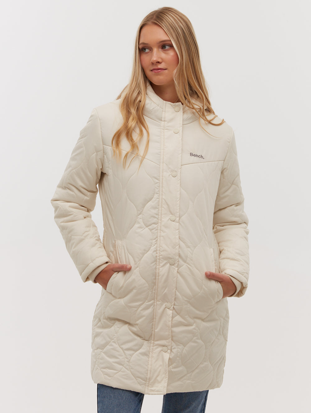 Dakoah Honeycomb Quilted Midi Jacket - White