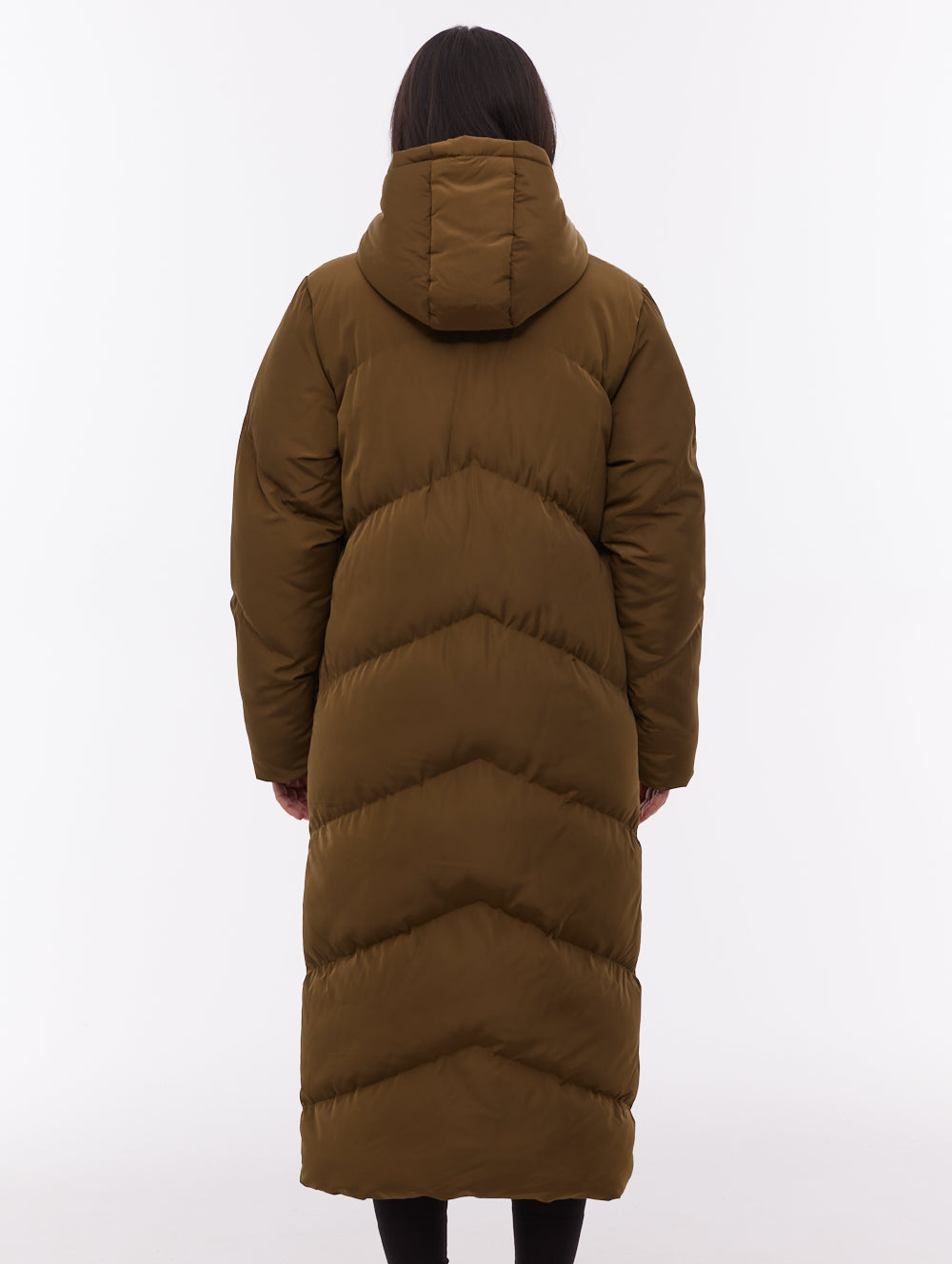Eloraina Chevron Quilted Maxi Parka - Green