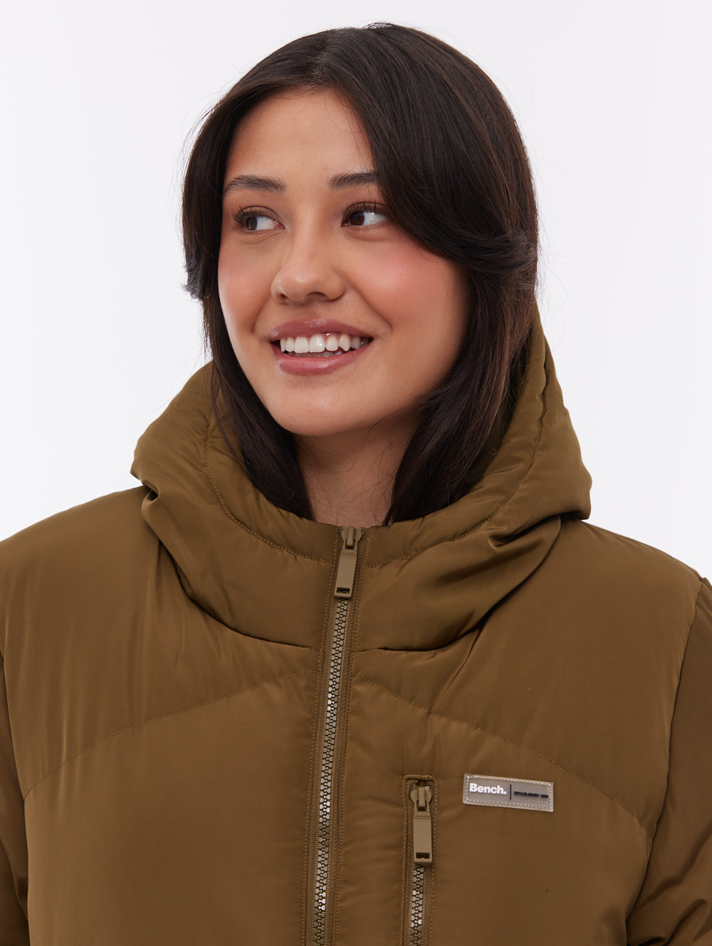 Eloraina Chevron Quilted Maxi Parka - Green