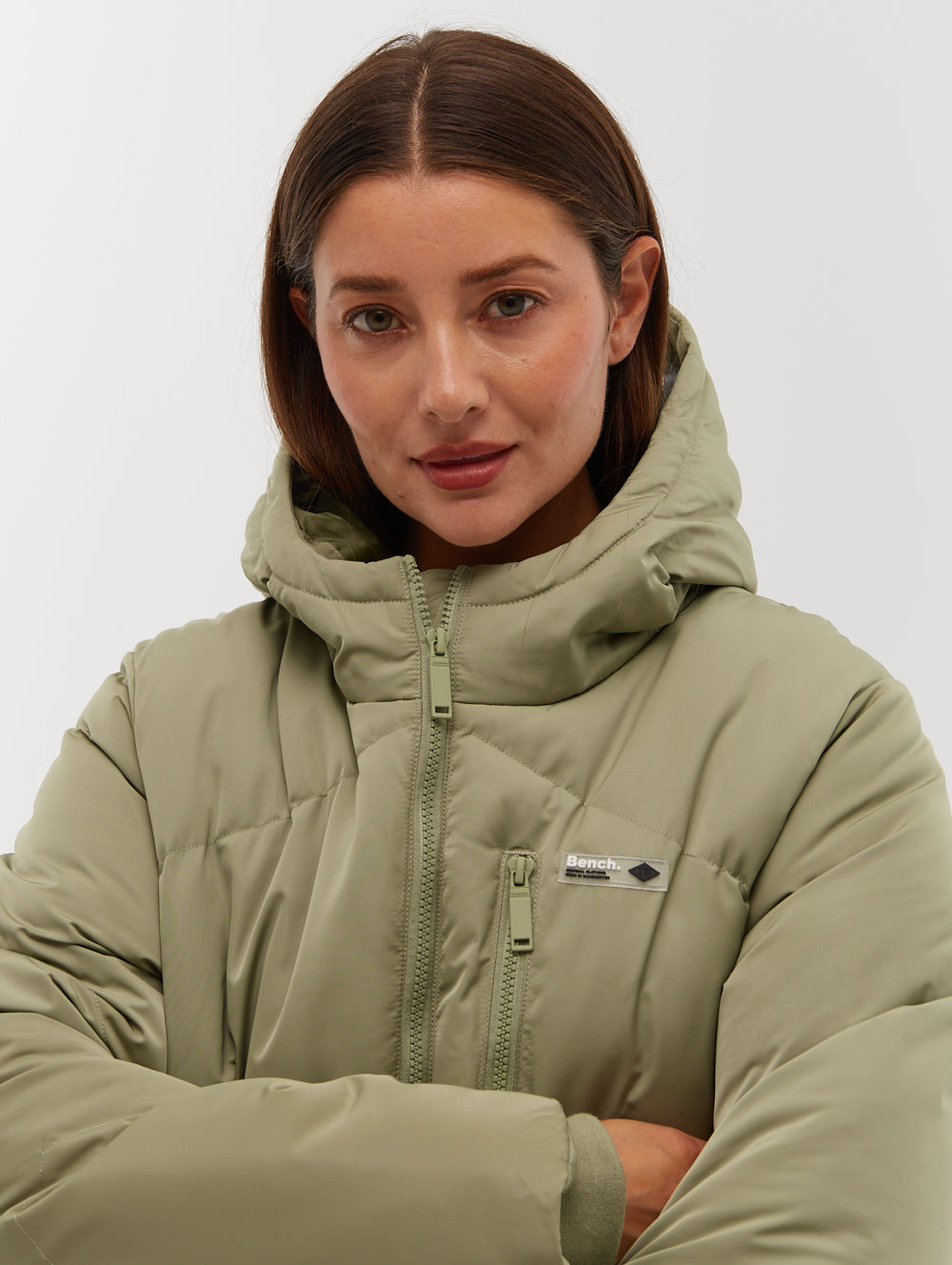 Eloraina Chevron Puffer Parka - Green