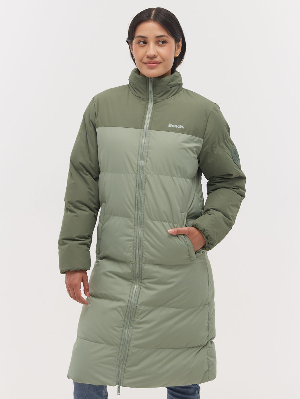 Phyllis Two-Tone Long Parka - Green