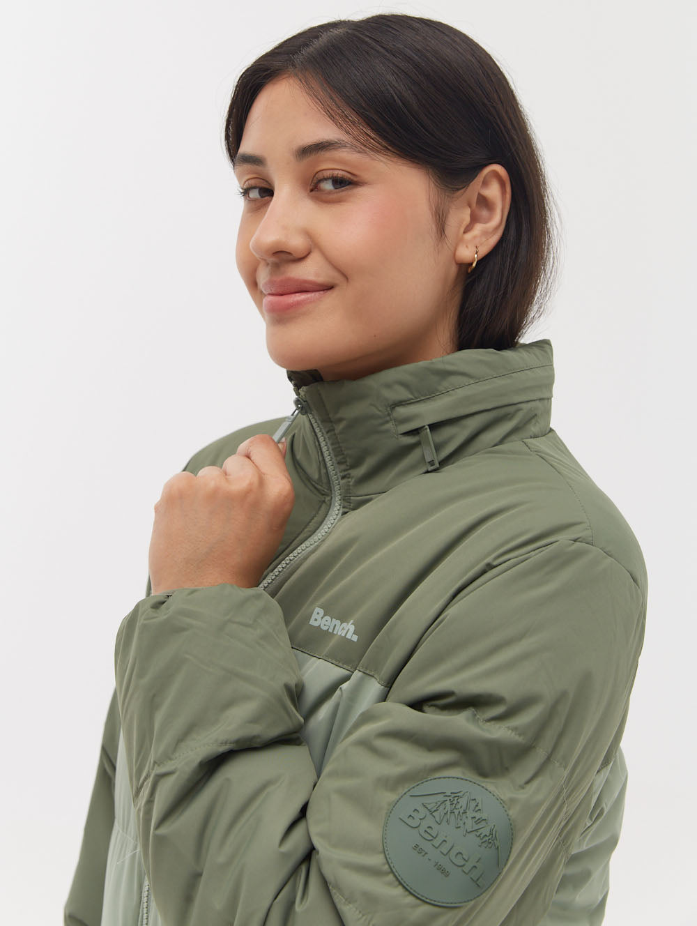 Phyllis Two-Tone Long Parka - Green