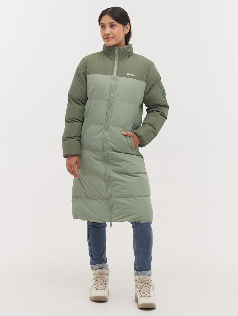 Phyllis Two-Tone Long Parka - Green
