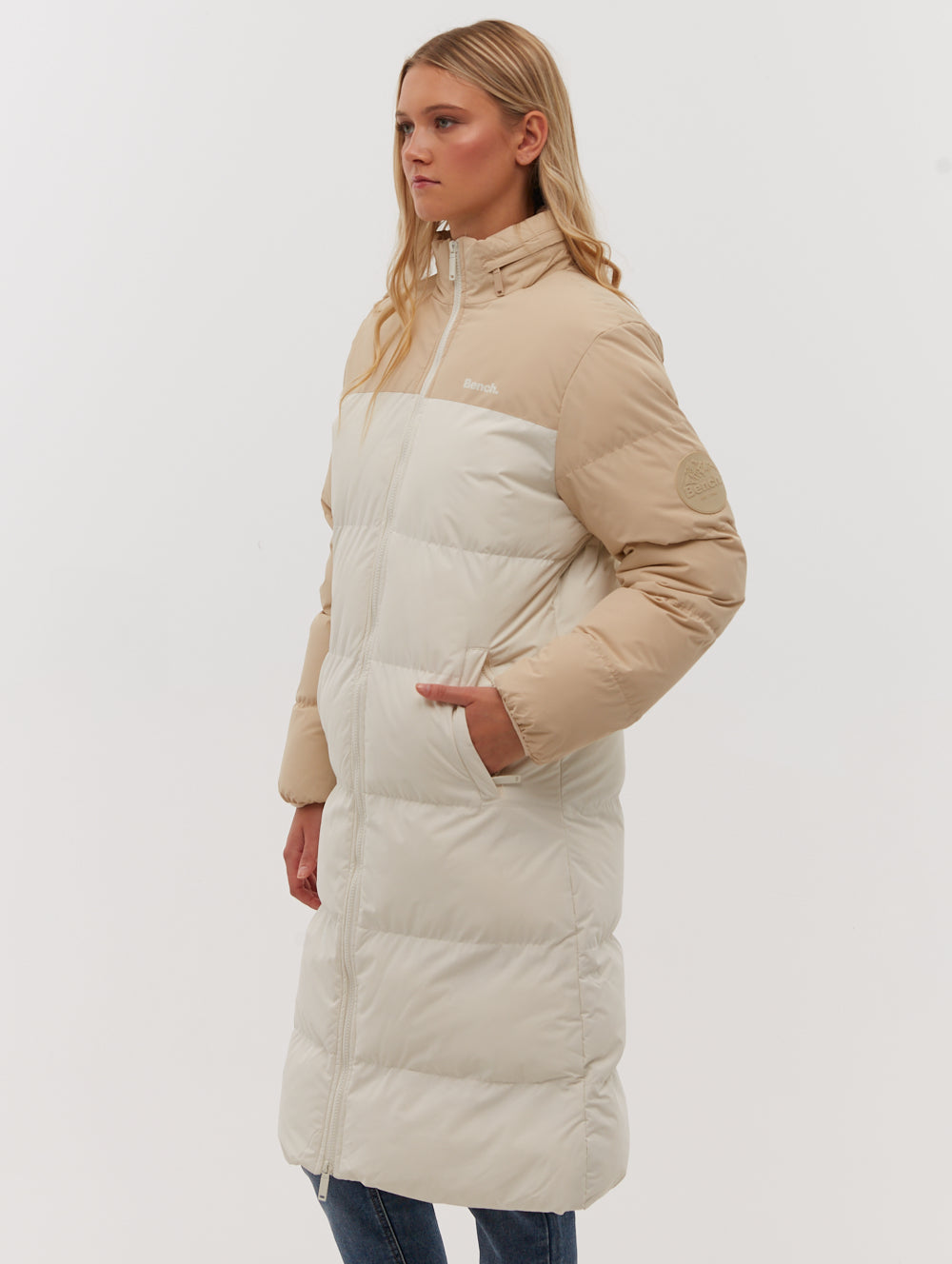 Phyllis Two-Tone Long Parka - White