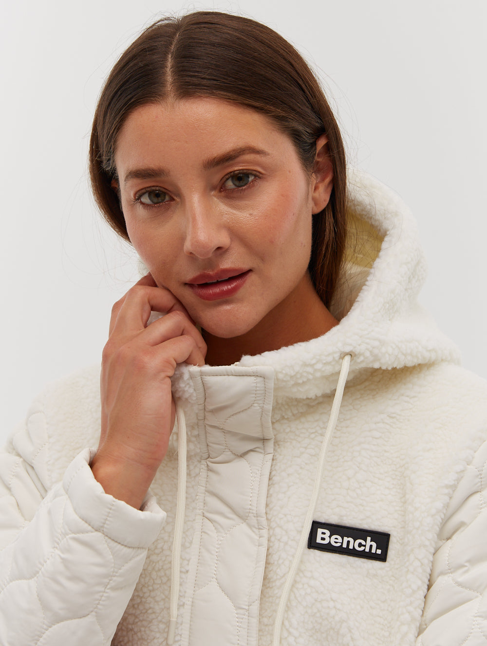 Lelah Honeycomb Quilted Longline Parka - White