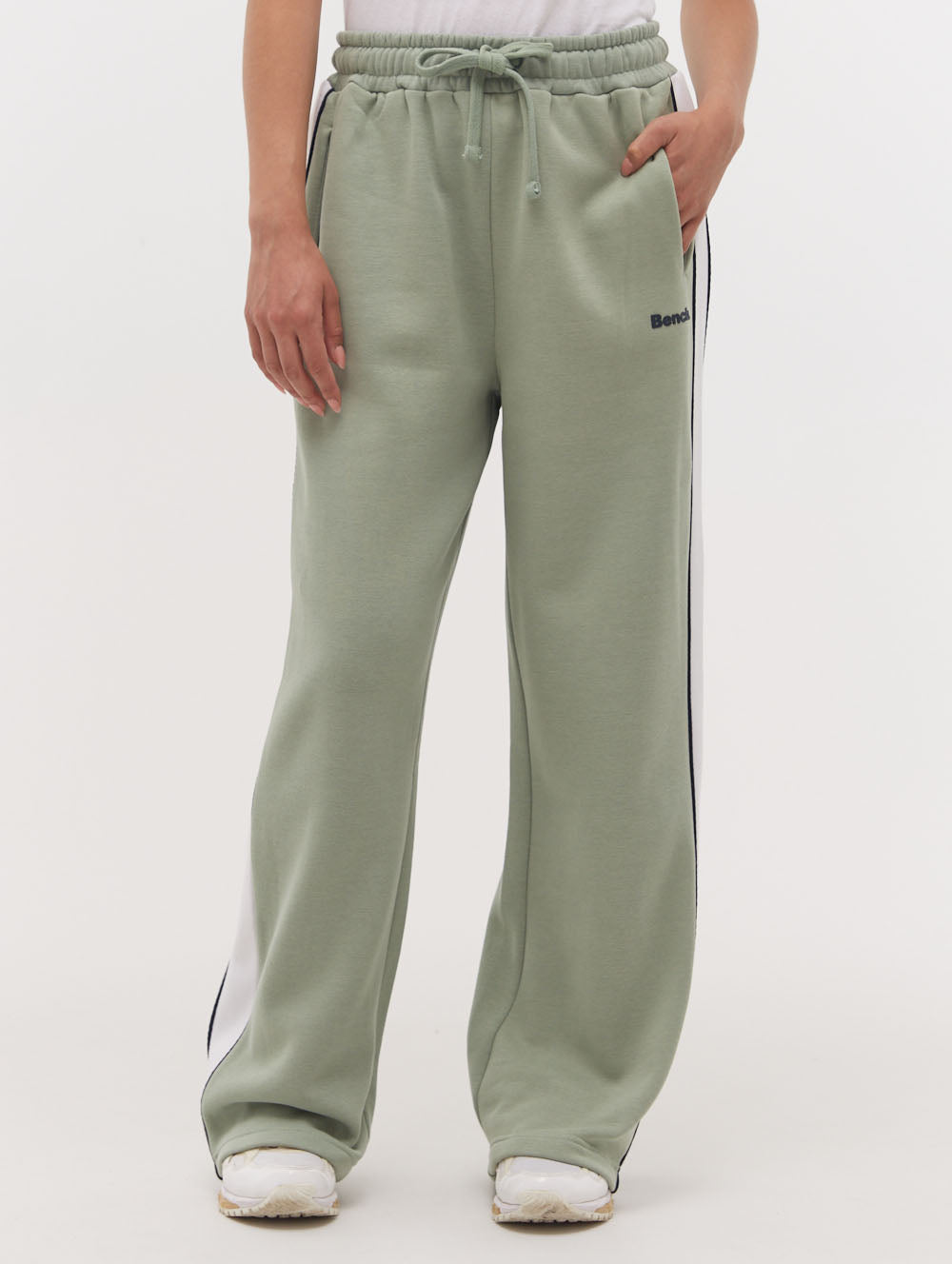 Elline Wide Leg Striped Joggers - Green