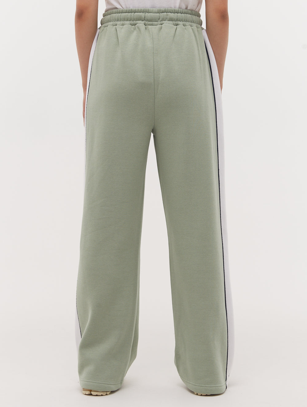 Elline Wide Leg Striped Joggers - Green
