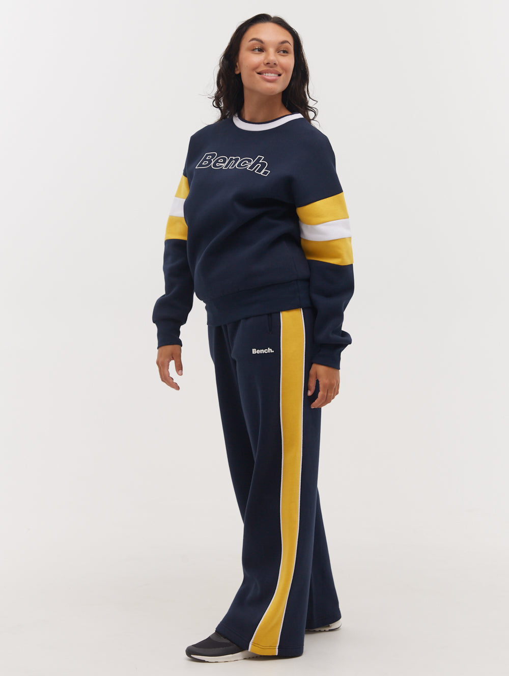 Elline Wide Leg Striped Joggers - Blue