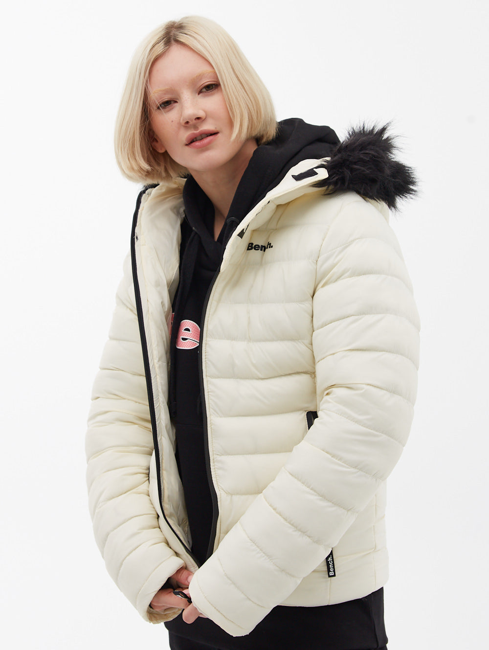 Ludlow Hooded Bomber Jacket - White