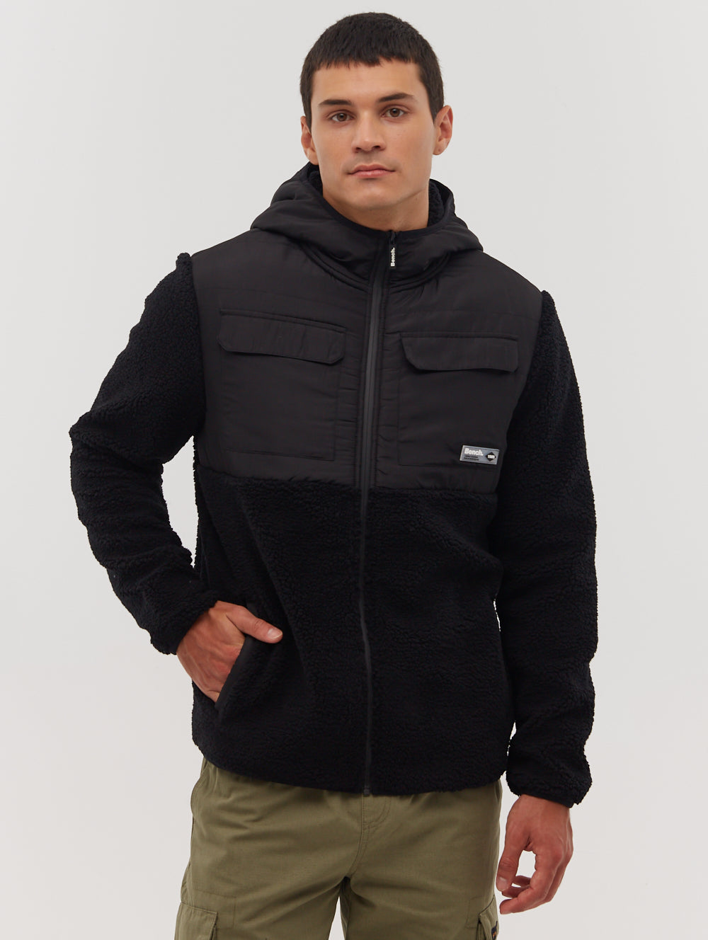 Blankor Quilted Yoke Zip-Up Sherpa