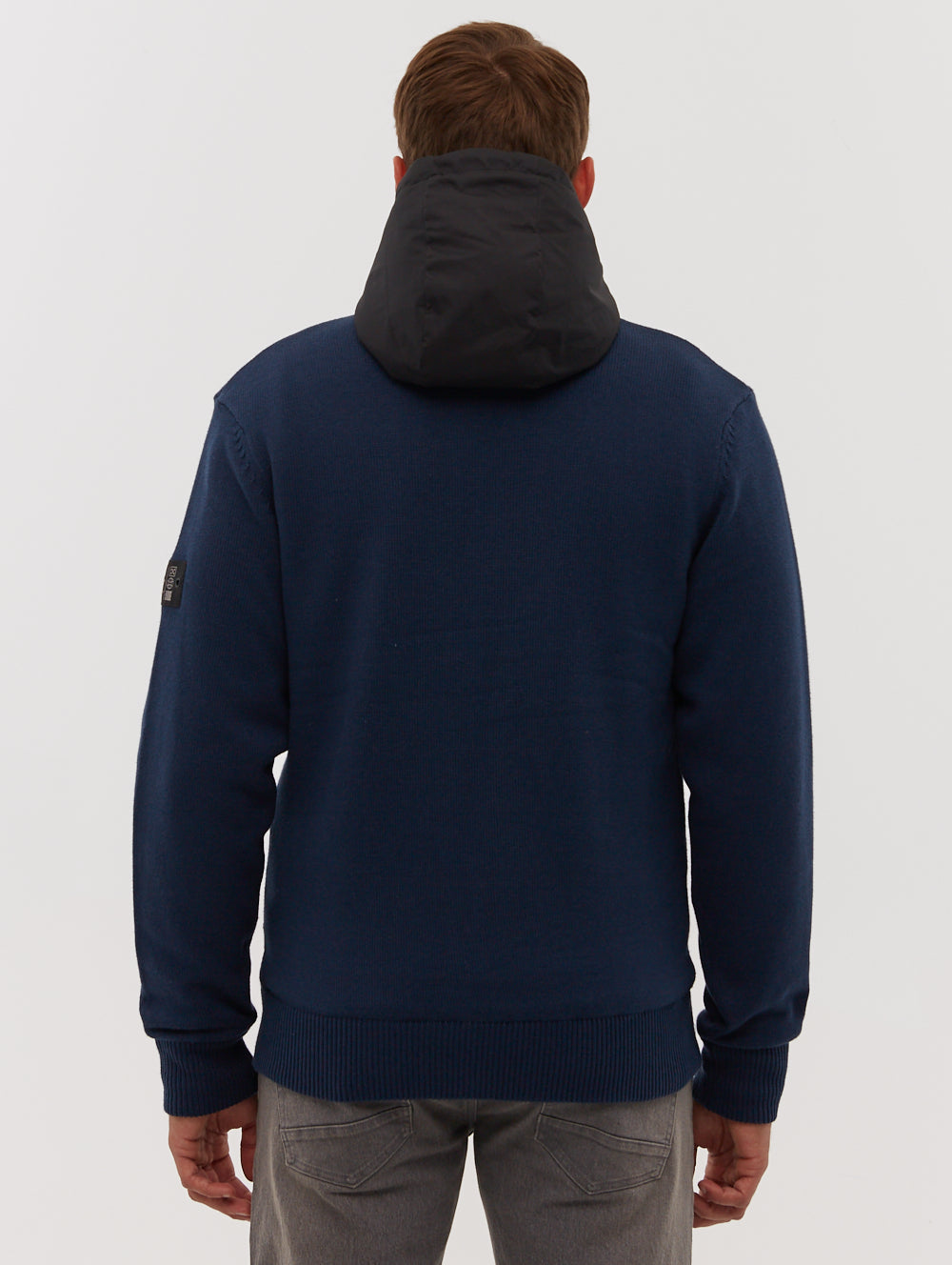 Minski Chest Pocket Zip-Up Hooded Sweater