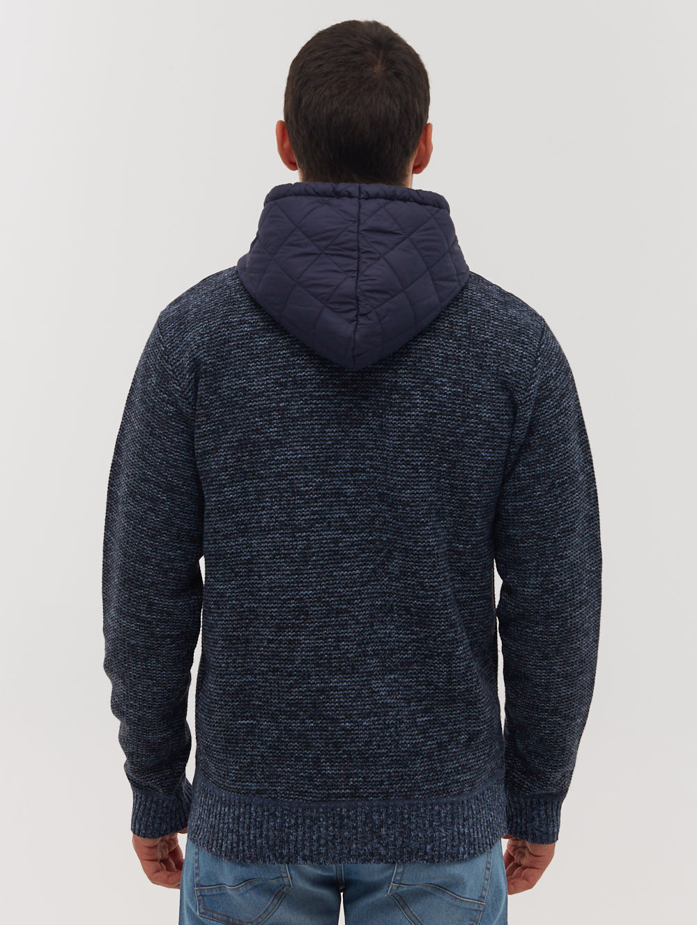 Kravitz Quilted Yoke Hooded Zip-Up Sweater