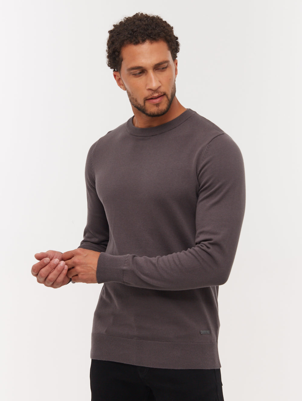Vietro Grey GY028 Knit Crews Fine Gauge  Shot 1