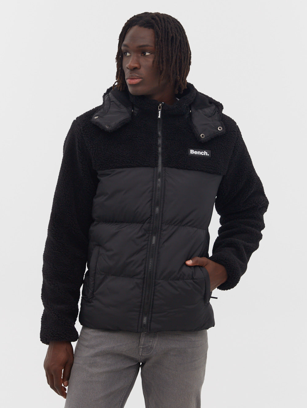 Detta Puffer Sherpa Hooded Bomber Jacket - BN2K121796