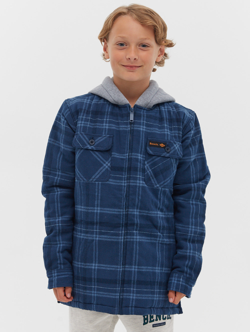 Boys Sinclair Hooded Zip-Up Flannel Shirt - BN3G125031