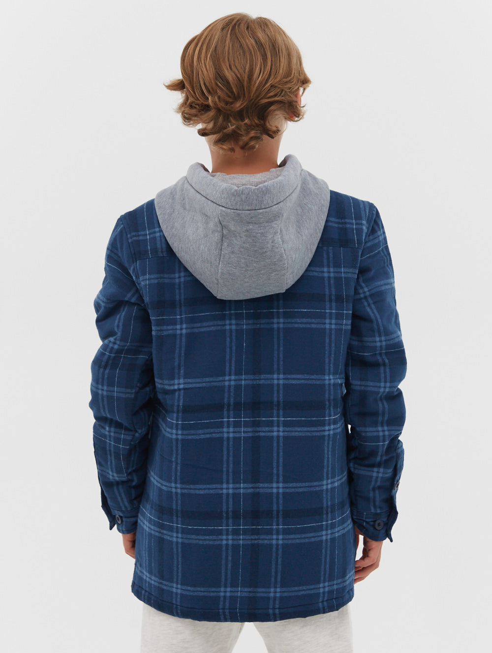 Boys Sinclair Hooded Zip-Up Flannel Shirt - BN3G125031