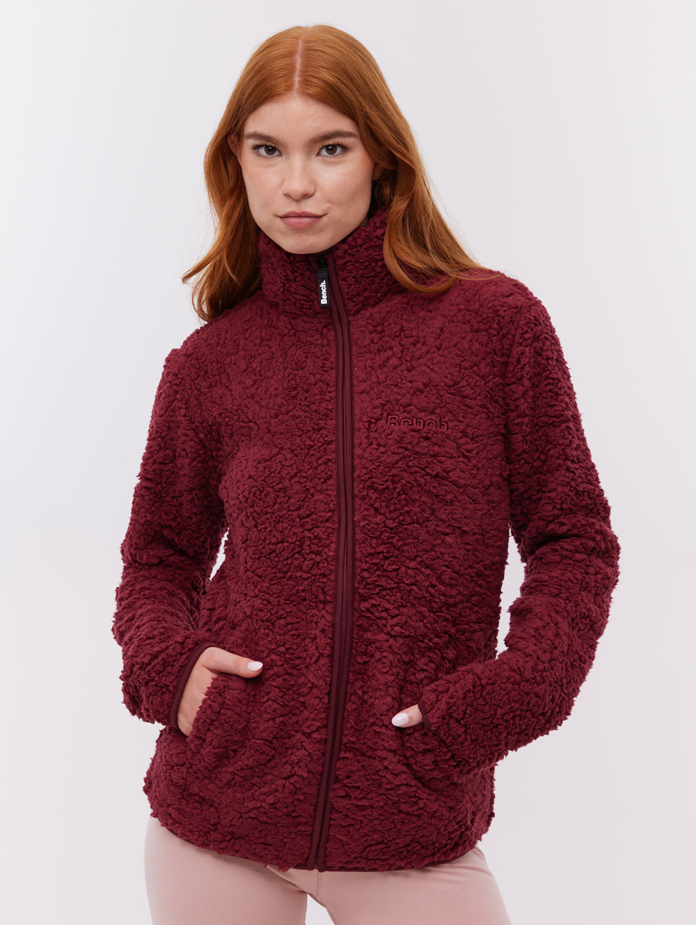 Klea Fleece Funnel Zip-Up  - Red