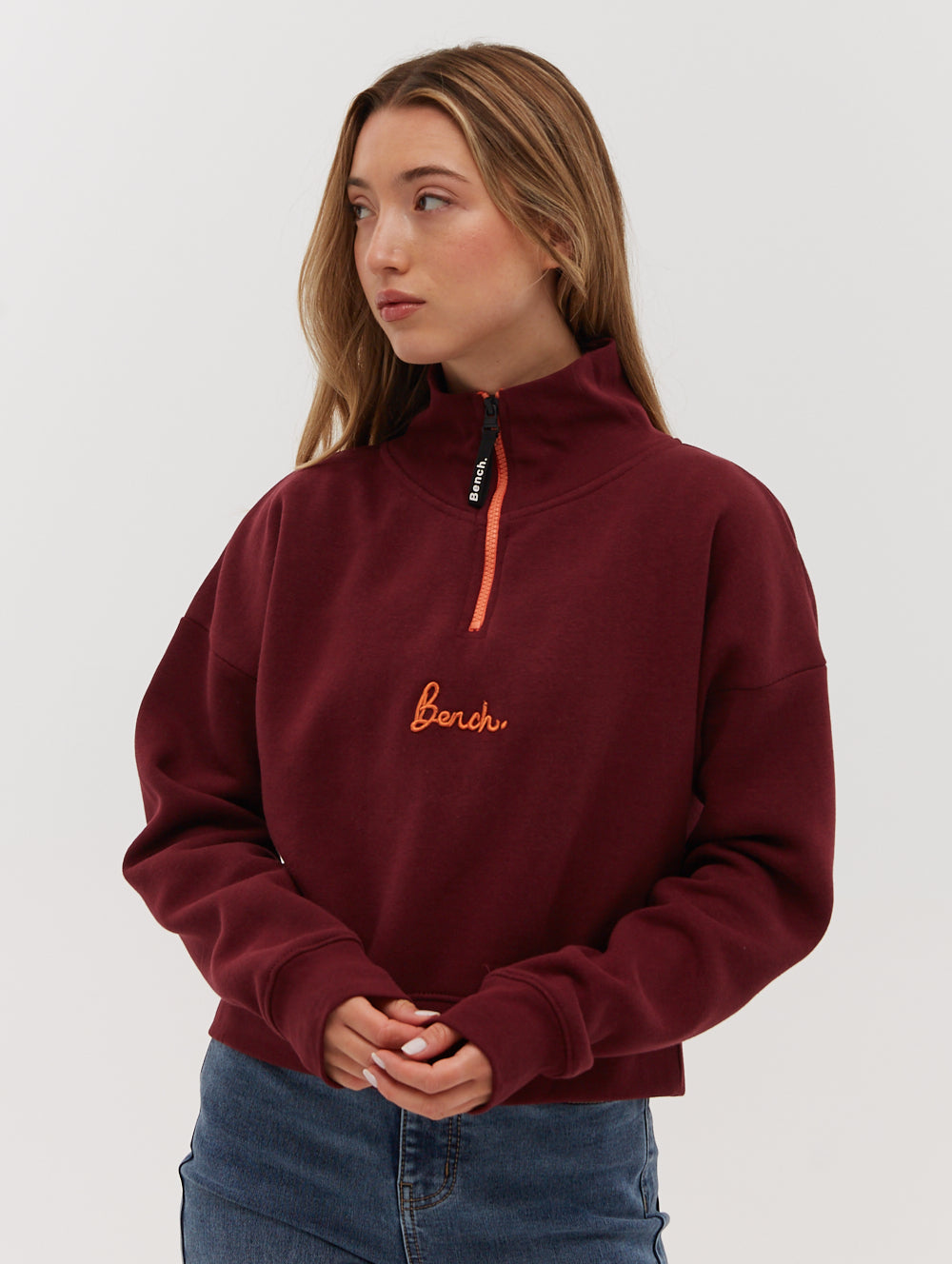 Rochelle Zip Mock Neck Crop Sweatshirt