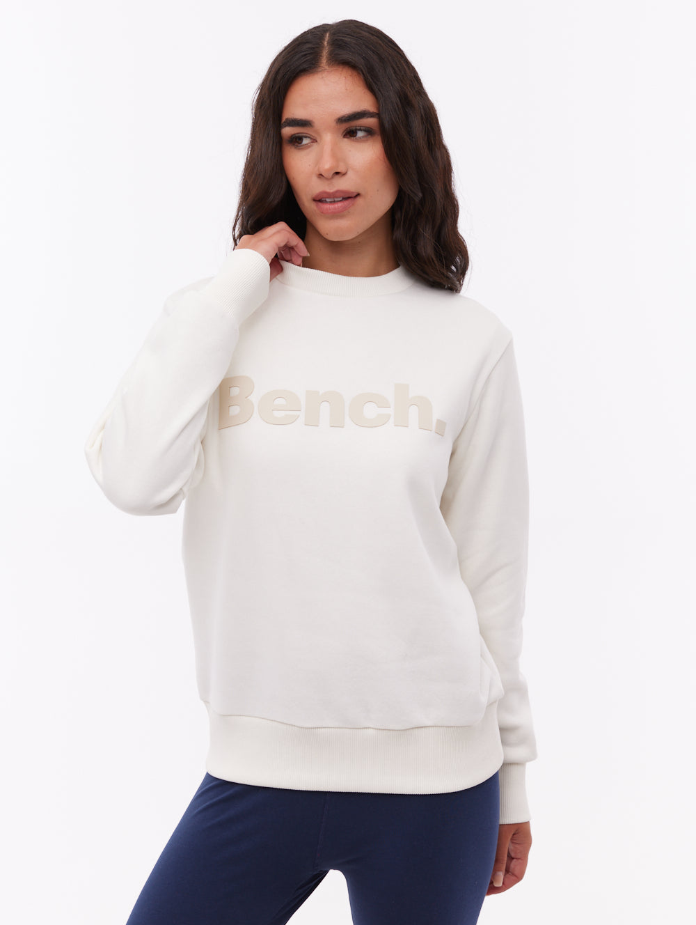 Reana Tonal Logo Crew Neck - White