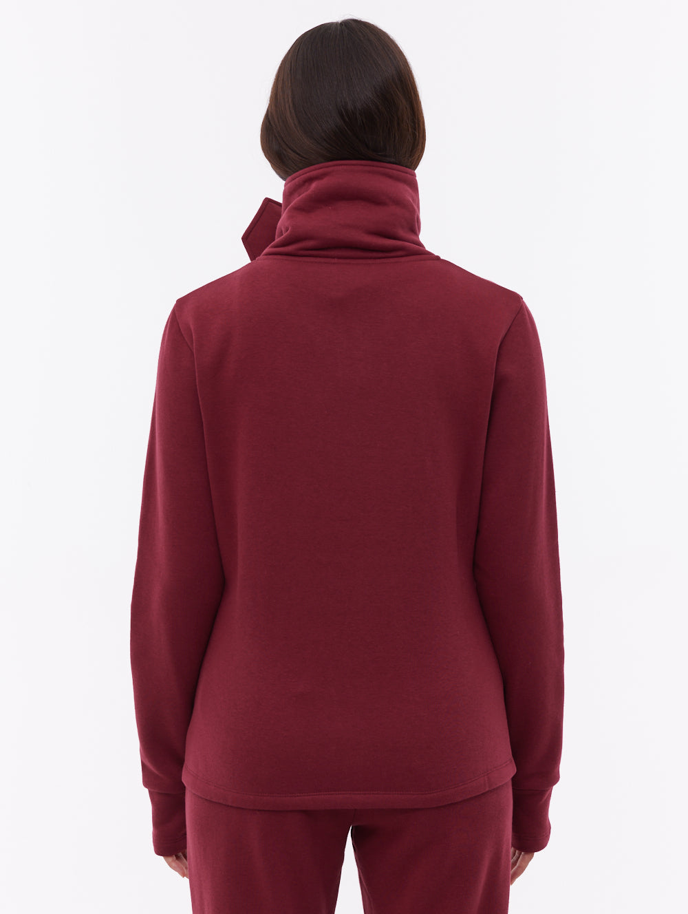 Annah Wrap Neck Zip-Up - Red