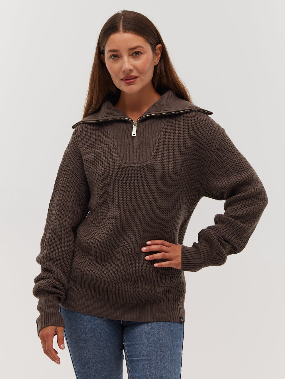 Thurynn Oversize Zippered Funnel Sweater