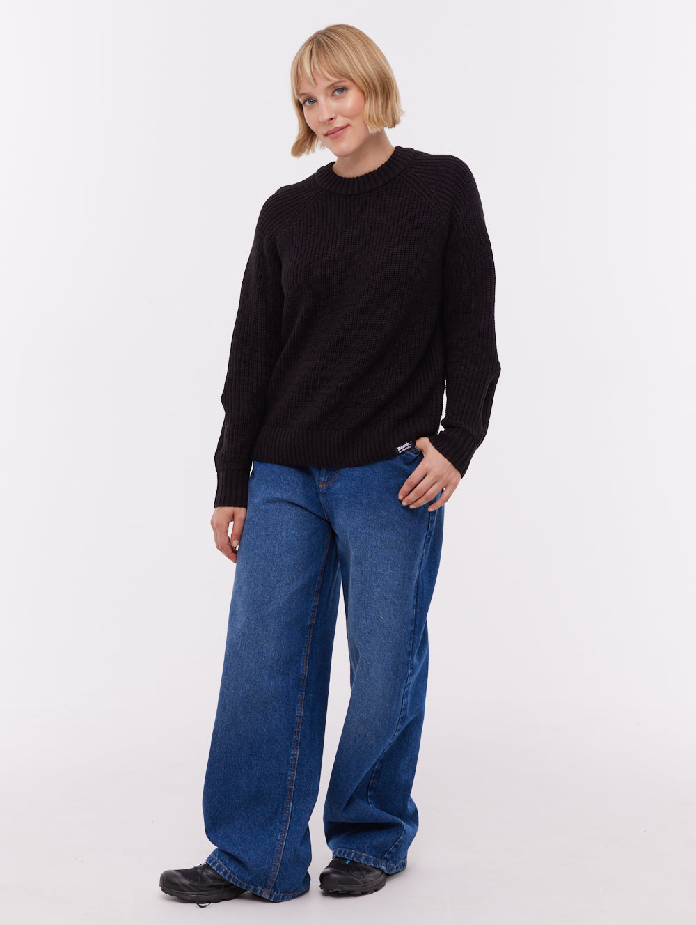 Sorpha Black BK001 Knit Crews Raglan Jumper Shot 1