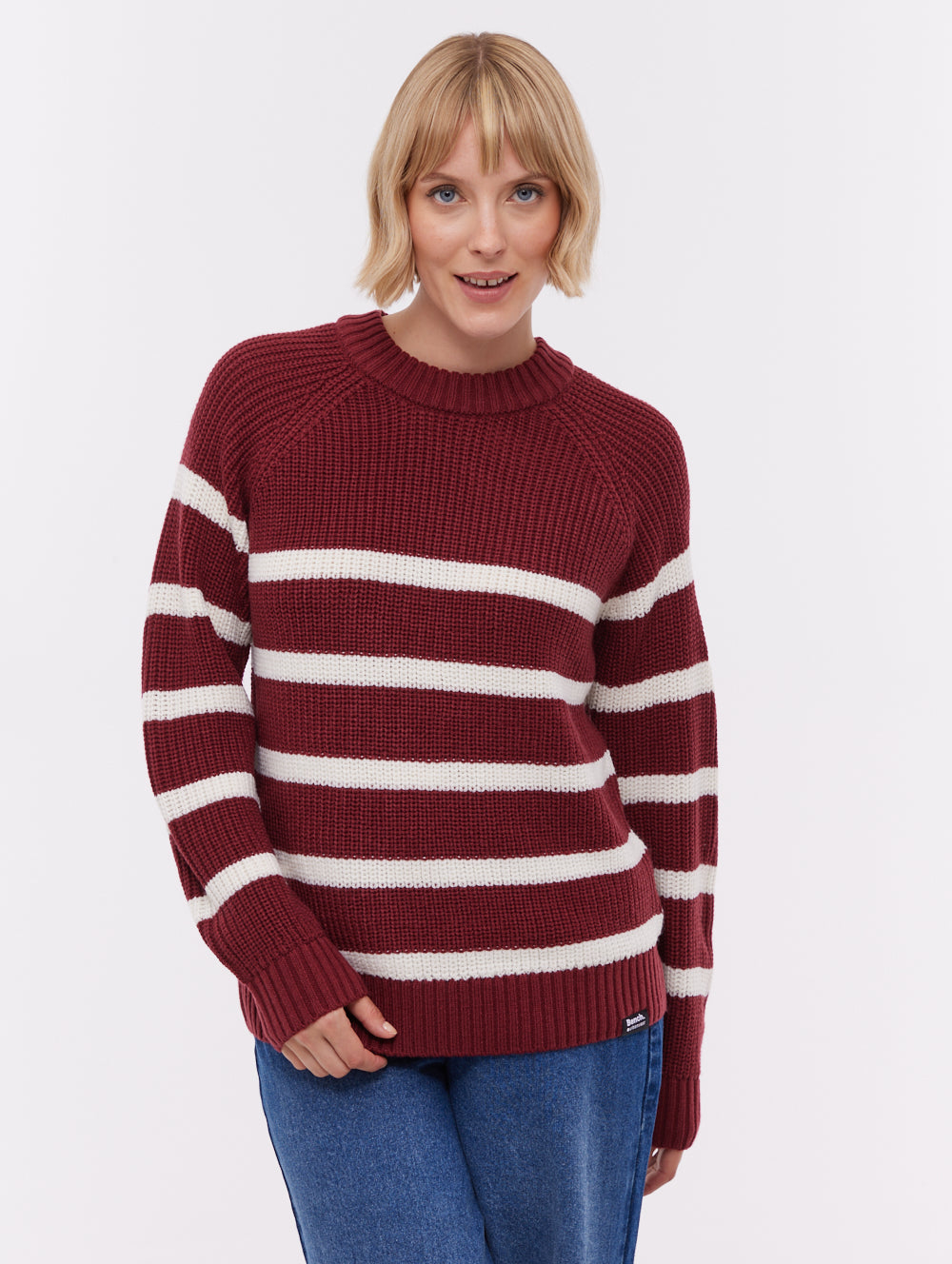 Lourine Red BU028 Knit Crews Striped Shot 1