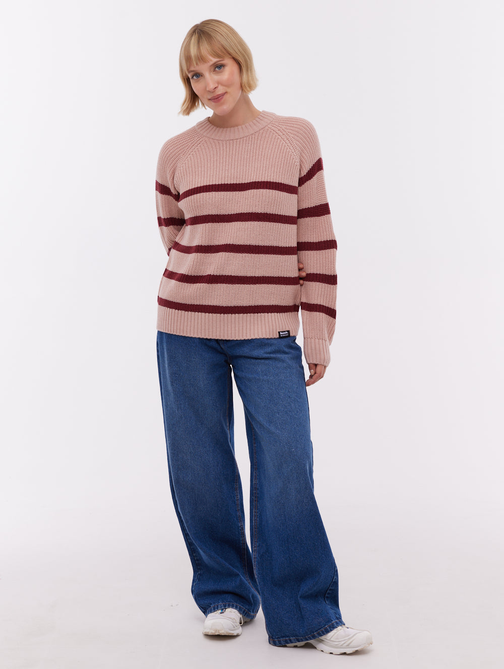 Lourine Pink PK021 Knit Crews Striped Shot 2