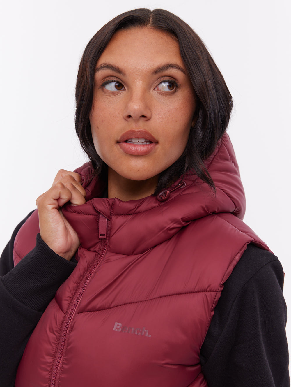 Illy Longline Chevron Puffer Vest - Red