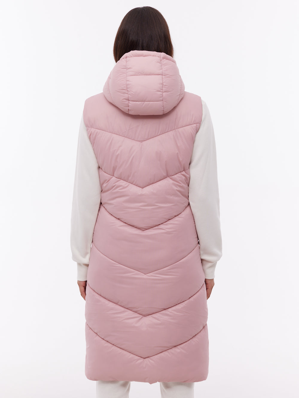 Illy Longline Chevron Puffer Vest - Pink