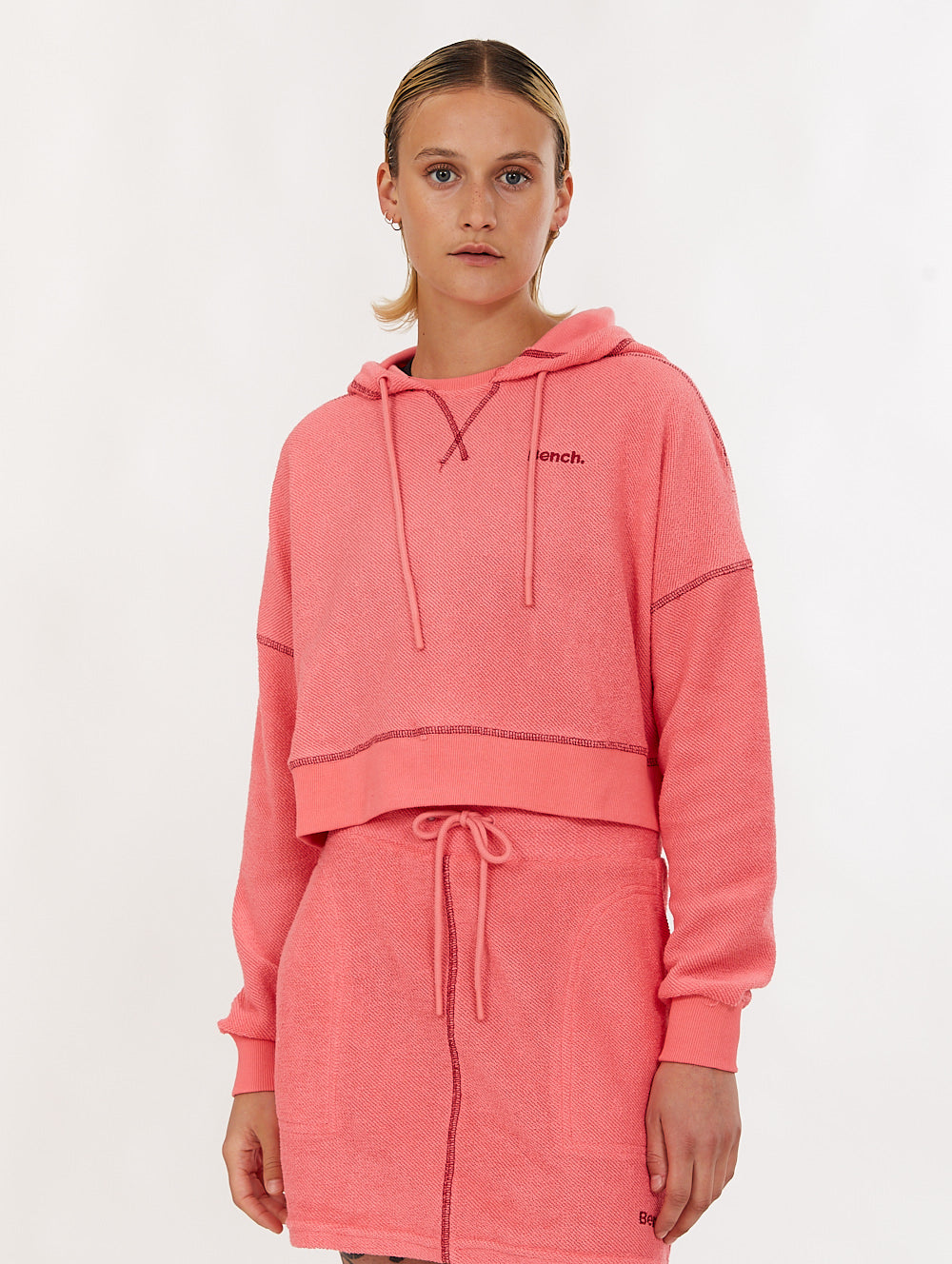 Beech French Terry Pullover Crop Hoodie - BLEFA0229W
